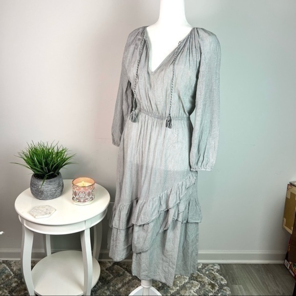 Ulla Johnson Womens Grey Poplin Midi Flare Dress size medium - Picture 2 of 13